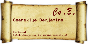 Csereklye Benjamina névjegykártya